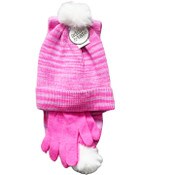 Wholesale - 3pc SPACED DYE W/LUREX FAUX FUR POM CUFF HAT/GLOVE/SCARF SET C/P 48, UPC: 794434461291